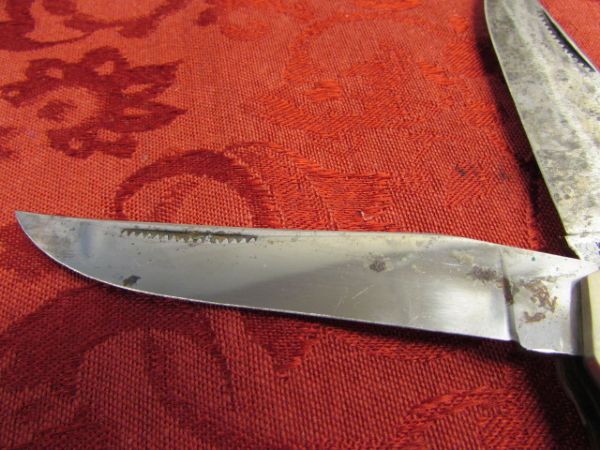 VINTAGE WESTERN BOULDER COLO. USA # 0162 2 BLADE HUNTING KNIFE