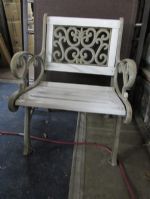WROUGHT IRON & WOOD PATIO CHAIR