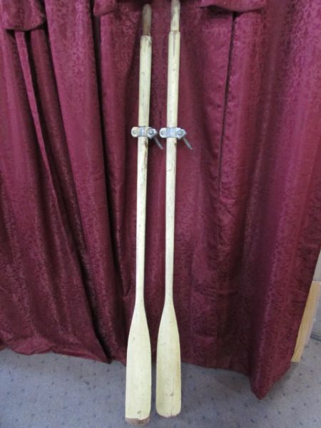 YELLOW WOODEN BOAT OARS