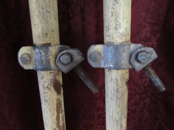 YELLOW WOODEN BOAT OARS
