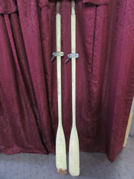 YELLOW WOODEN BOAT OARS