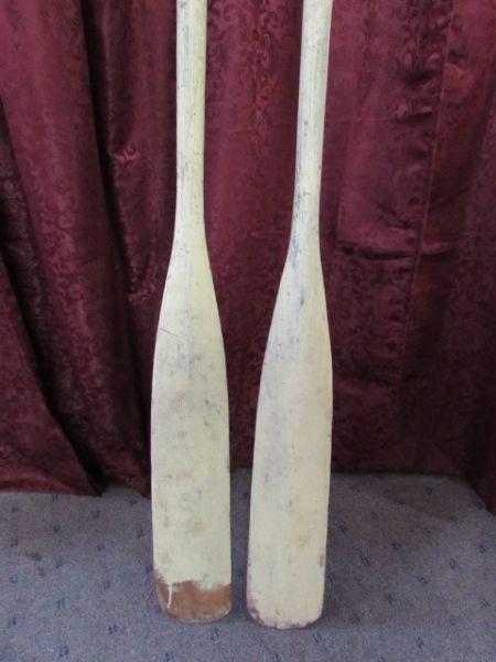YELLOW WOODEN BOAT OARS