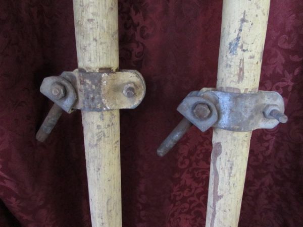 YELLOW WOODEN BOAT OARS