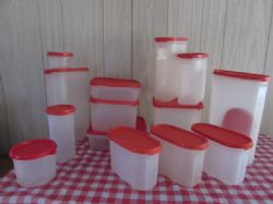 LARGE COLLECTION OF MATCHING TUPPERWARE STORAGE CONTAINERS