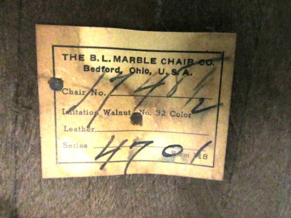 ANTIQUE WOODEN OFFICE CHAIR by B.L. MARBLE CHAIR CO.