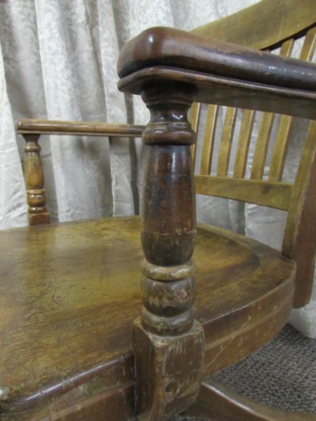 ANTIQUE WOODEN OFFICE CHAIR by B.L. MARBLE CHAIR CO.