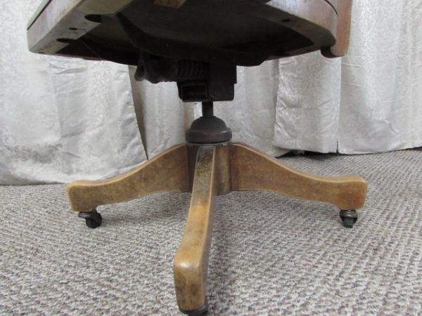 ANTIQUE WOODEN OFFICE CHAIR by B.L. MARBLE CHAIR CO.