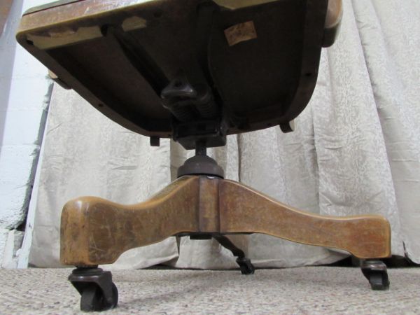 ANTIQUE WOODEN OFFICE CHAIR by B.L. MARBLE CHAIR CO.