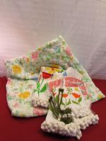 SPRING IS HERE EARLY!  QUEEN SIZE FLORAL BED SPREAD & TULIP GARDEN CURTAINS!
