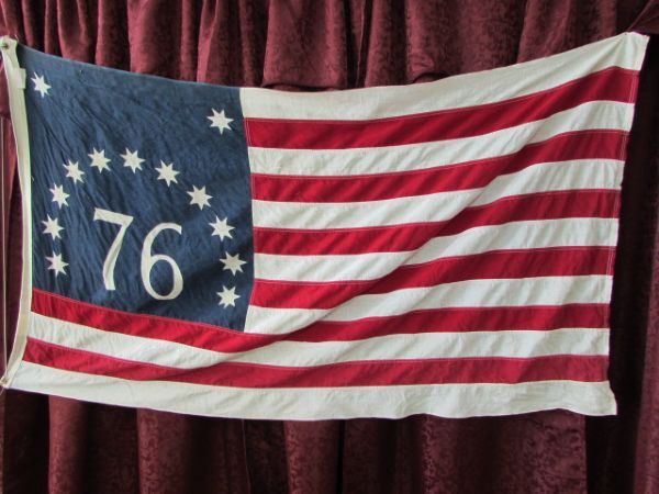 VINTAGE PIONEER SPIRIT OF '76 & BETSY ROSS AMERICAN FLAGS