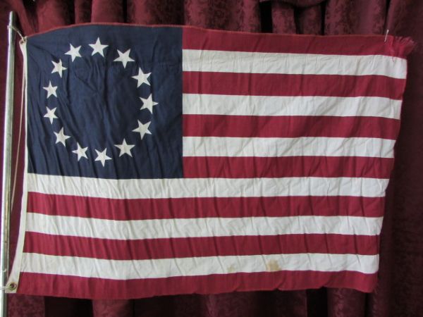 VINTAGE PIONEER SPIRIT OF '76 & BETSY ROSS AMERICAN FLAGS