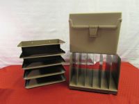 TWO METAL FILE ORGANIZERS & A PLASTIC FILE BOX
