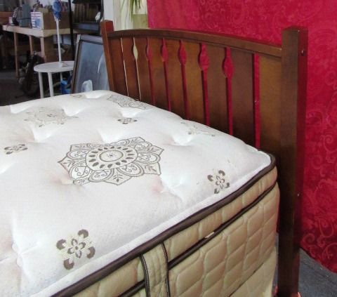 BEAUTIFUL CHERRY WOOD TWIN BED & TOP OF THE LINE MATTRESS!