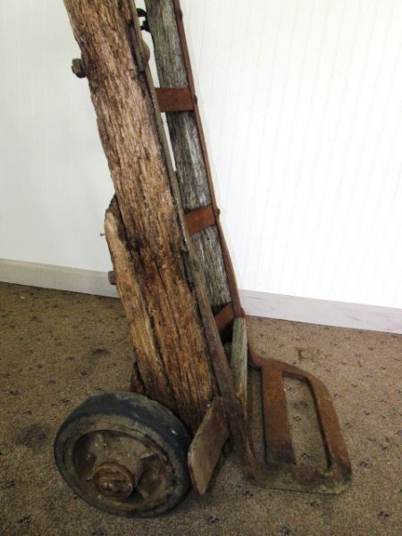 ANTIQUE BARREL HAND TRUCK