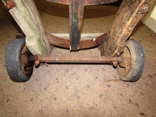 ANTIQUE BARREL HAND TRUCK