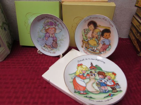 AVON TOWNHOUSE CANISTER SET, ANNIVERSARY  & MOTHER'S DAY PLATES