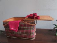 PICNIC TIME - WOVEN RED PICNIC BASKET WITH PICNIC SUPPLIES