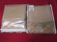 TWO BEAUTIFUL BROCADE CURTAIN PANELS WITH VALANCE