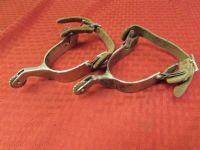 PAIR OF SPURS WITH LEATHER STRAPS & 3/4" ROWELS