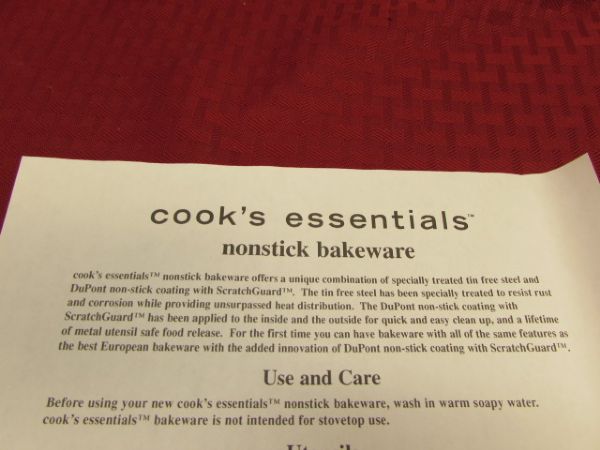 COOKS ESSENTIALS NONSTICK BAKEWARE W/ COVERS & GLASS TEAPOT W/ INFUSER - NEW