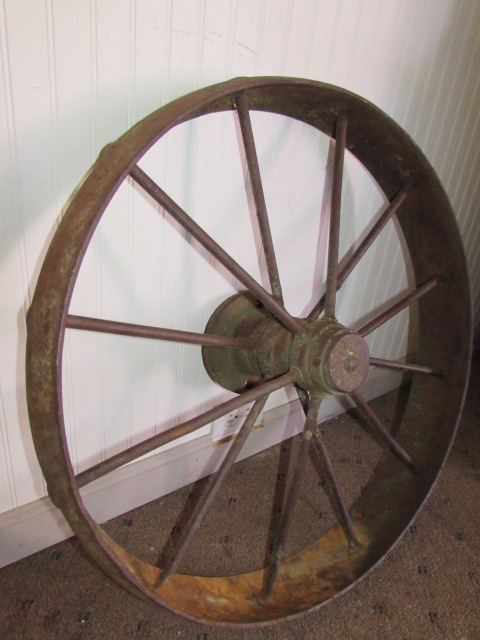 Lot Detail - ANTIQUE METAL WAGON WHEEL WITH 4