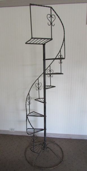 VINTAGE TALL WROUGHT IRON SPIRAL PLANT STAND