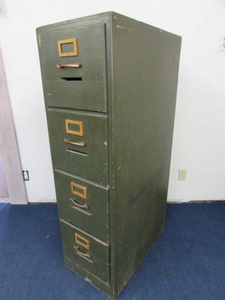 WAITING TO GO SHABBY CHIC VINTAGE 4  DRAWER WOOD FILE CABINET