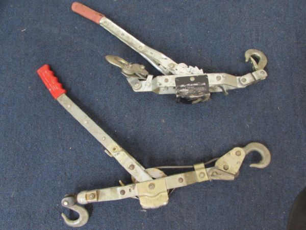 TWO COME ALONG HAND WINCH TOOLS