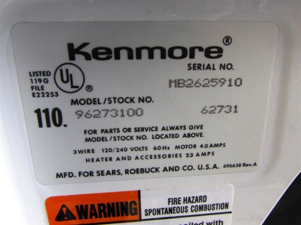 KENMORE HEAVY DUTY CLOTHES DRYER