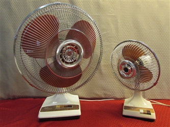 KEEP YOUR COOL!  TWO OCCILATING FANS 9" & 16"