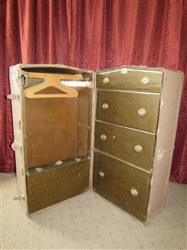AWESOME ANTIQUE STEAMER TRUNK WARDROBE