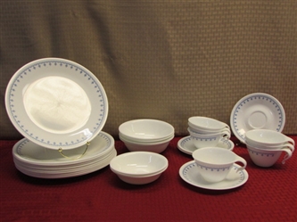 CORELLE WARE BY CORNING DINNER PLATES SAUCERS, HOOK CUPS & MORE IN DISCONTINUED SNOWFLAKE PATTERN 