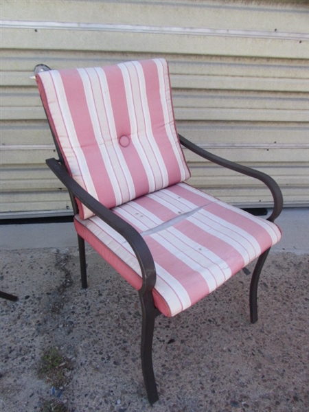PATIO GLIDER SWING, PICNIC TABLE & TWO CHAIRS