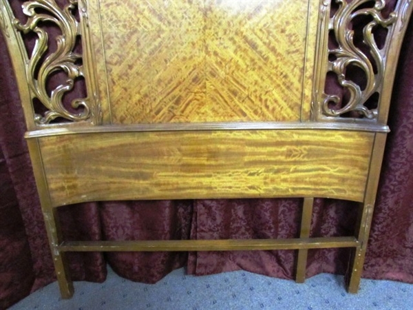 BEAUTIFUL CUSTOM CARVED MAPLE ANTIQUE TWIN BED 
