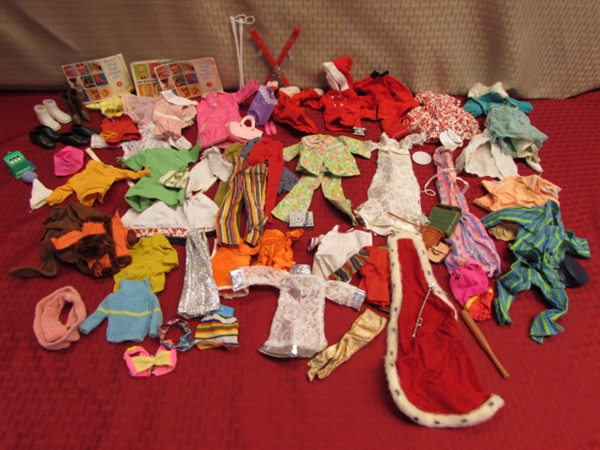 HUGE COLLECTION OF VINTAGE BARBIE & KEN CLOTHES, SHOES & ACCESSORIES - 1969 LET'S HAVE A BALL INCLUDED!