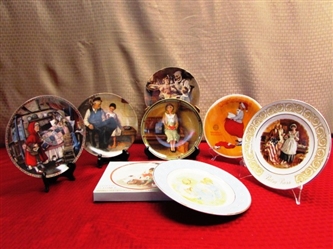 EIGHT COLLECTIBLE DECORATIVE PLATES - NORMAN ROCKWELL, LITTLE RED RIDING HOOD & MORE