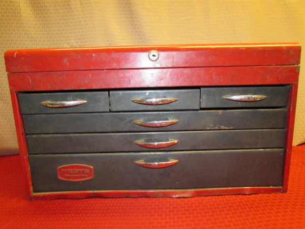 RED PROTO TOOL BOX ALL METAL CONSTRUCTION