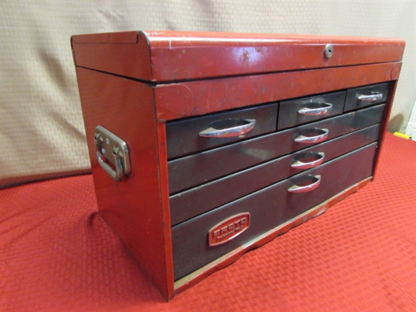 RED PROTO TOOL BOX ALL METAL CONSTRUCTION
