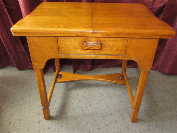 Lot Detail - GORGEOUS SCANDINAVIAN STYLE SOLID MAPLE SEWING CABINET