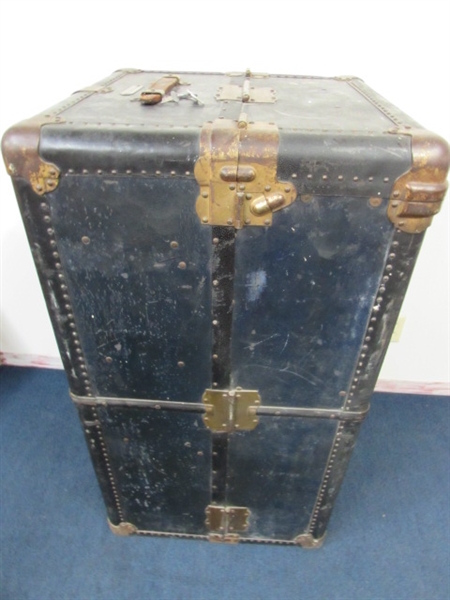 Cool Vintage Steamer Trunk with Drawers & Clothes Hanging Rod. - Rocky  Mountain Estate Brokers Inc.