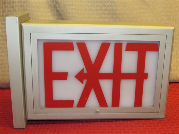 VINTAGE INDUSTRIAL LIGHTED EXIT SIGN - TOO COOL!