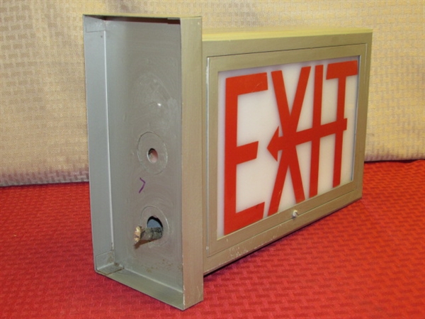 VINTAGE INDUSTRIAL LIGHTED EXIT SIGN - TOO COOL!