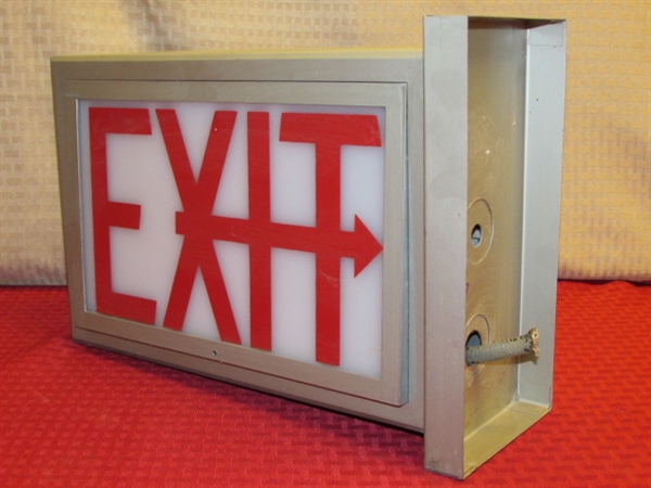 VINTAGE INDUSTRIAL LIGHTED EXIT SIGN - TOO COOL!