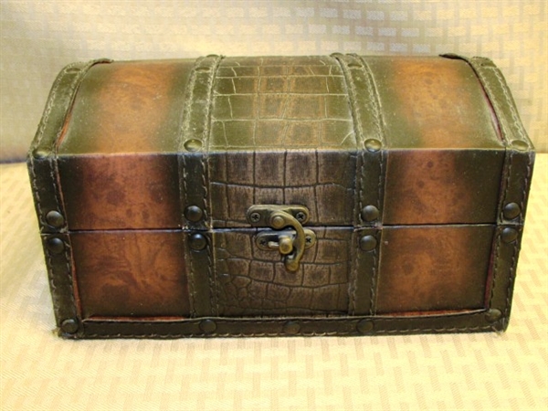 TWO DECORATIVE TABLE TOP STORAGE CHESTS 