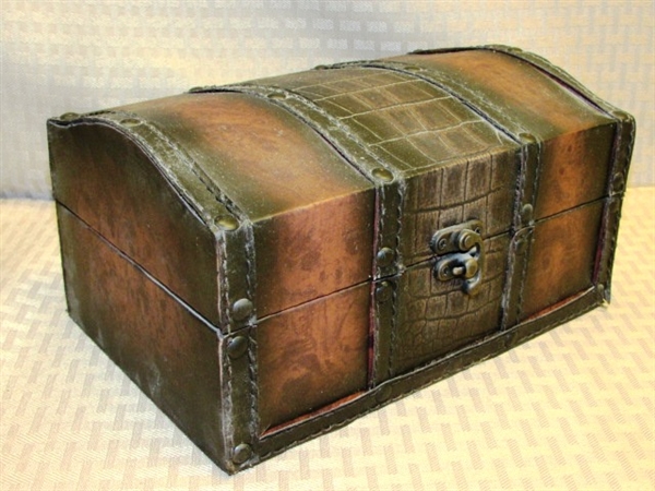 TWO DECORATIVE TABLE TOP STORAGE CHESTS 