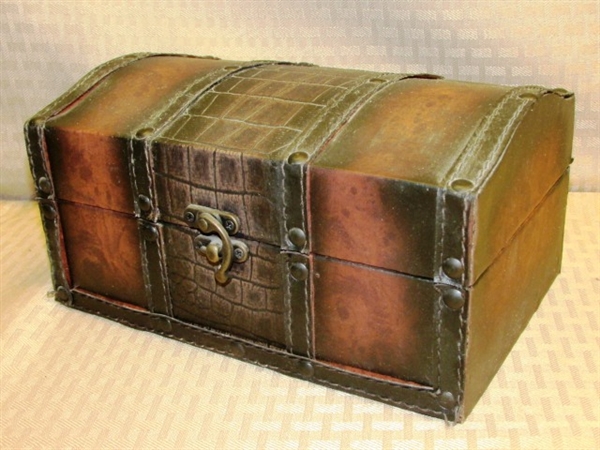 TWO DECORATIVE TABLE TOP STORAGE CHESTS 