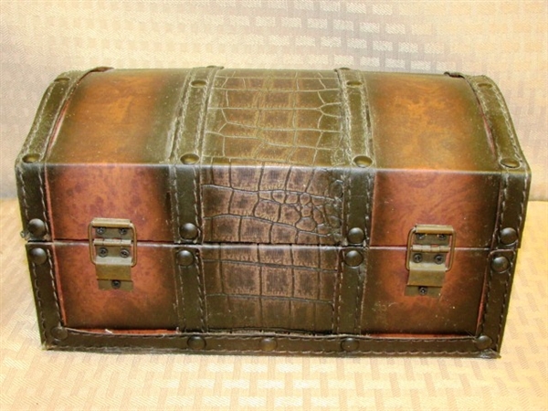 TWO DECORATIVE TABLE TOP STORAGE CHESTS 