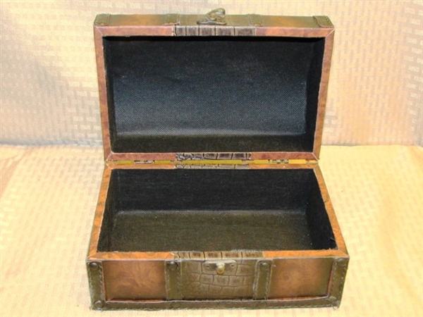 TWO DECORATIVE TABLE TOP STORAGE CHESTS 