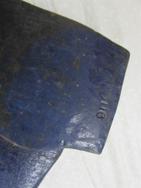 STURDY AX & TWO VINTAGE STEEL SPLITTING WEDGES