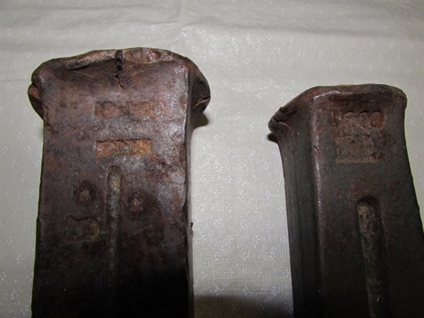 STURDY AX & TWO VINTAGE STEEL SPLITTING WEDGES